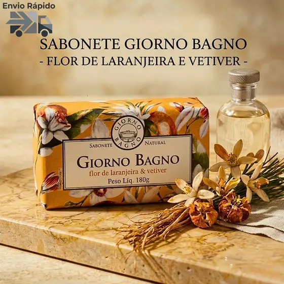 Sabonete Giorno Bagno 180Gr - Flor de Laranjeira E Vetiver Alta Perfumação Natural
