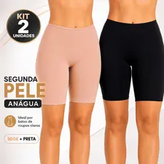 Kit 2 Short Anágua Modeladora Cintura Alta Segunda Pele Térmica