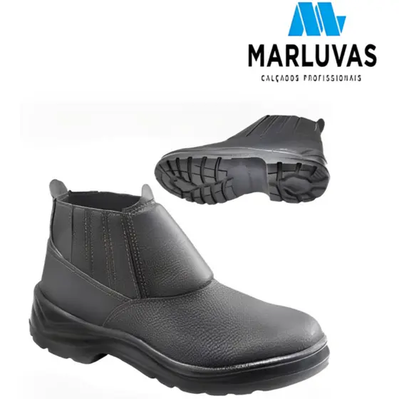 Bota Botina Elastico de Segurança Marluvas para Pedreiro Obra Construção Civil Bico PVC Conforto VULCAFELX