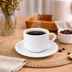 Jogo De Xícaras Com Pires Empilháveis 6 Peças 200ml Porcelana Branca Chá Café Cafeteria Restaurante