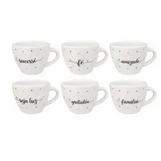 Kit 6 Xicara de Café Porcelana Frases Coração Frases Inspiradoras
