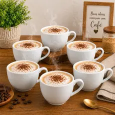 Xicaras para Cafe Cha Paris Porcelana Branca 170ml Decoração Cozinha