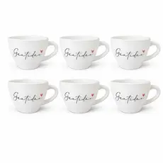 Kit 6 Xícaras Porcelana Branca 75Ml Café Chá Decoração Gratidão Cozinha Escritório Recepção