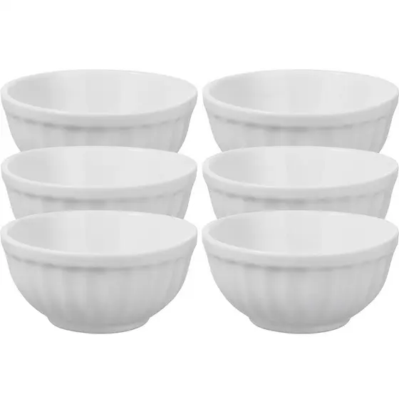 Jogo 6 Tigela Canelada Para Sobremesa Caldos 190 ML Porcelana