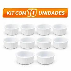 Kit 10 Ramequins Porcelana Branca 40ml para Molhos e Sobremesas