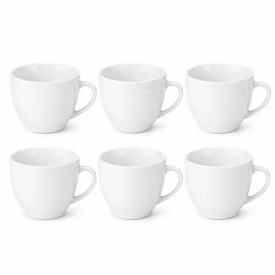 Kit Xicaras 170ML 6 Peças Café Chá Porcelana Branca Ideal Para Casa Escritório Pousada Cafeteria