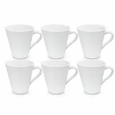 Kit 6 Xícaras de Porcelana Branca Conica 120 ML Para Café Chá Pode Ir ao Micro-ondas