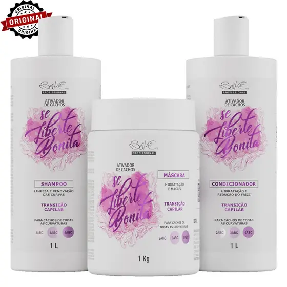 Kit Profissional Cachos Se Liberte Bonita 1L 3 itens BELKIT | Kit Para Cabelos Cacheados