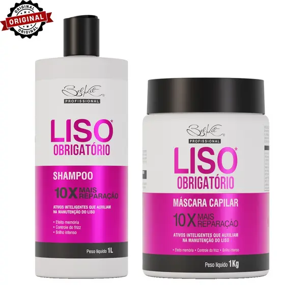 Kit Profissional Shampoo e Máscara Capilar Liso Obrigatório 1L | Kit Profissional Para Cabelos Lisos