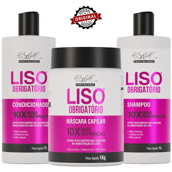 Kit Profissional 3 Itens Capilar Liso Obrigatório 1L | Kit Profissional Para Cabelos Lisos