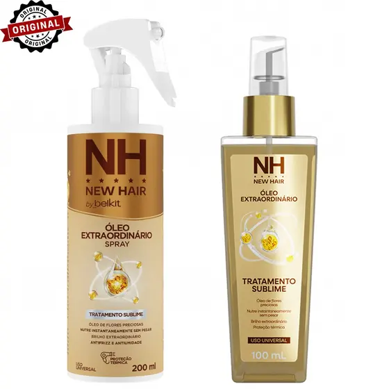 Óleo extraordinário New Hair 100ml + Spray Óleo Extraordinário 200ml Proteção térmica