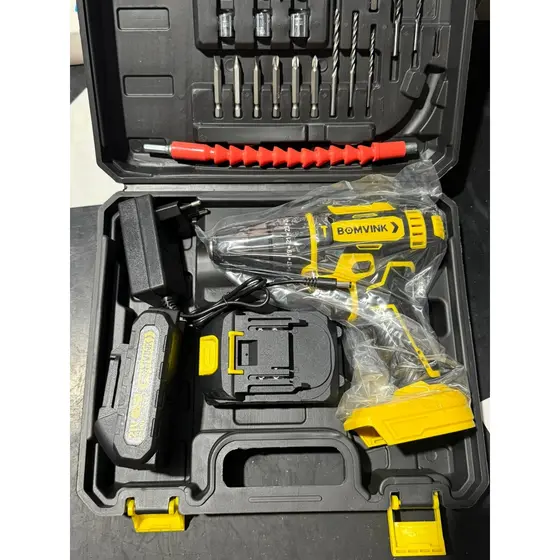 Parafusadeira Furadeira Bomvink 21V 2 Baterias Acessórios Completo.