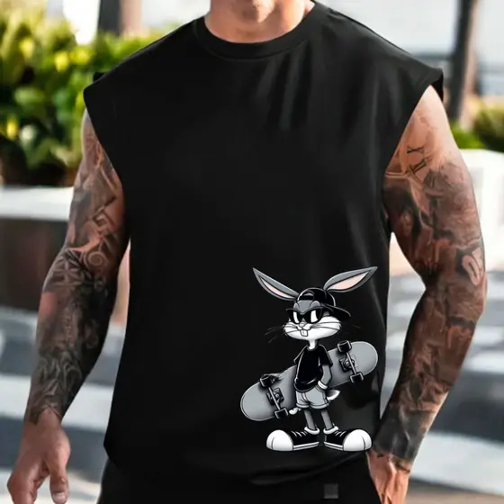 Regata Oversized Machão Pernalonga Camiseta Larga Skate Casual 100% Algodão
