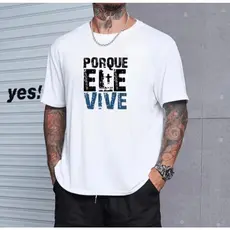 CAMISETA FRASE CRISTÃ ELE VIVE CAMISA BRANCA 100% ALGODÃO CASUAL HOMENS ESTILOSOS