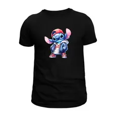 Camisa Estampada Ursinho Stitch Hip Hop Feminina Masculina 100% Algodão