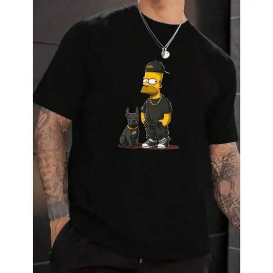 Camiseta Simpsons Camisa Básica Estampada Blusa  Masculina 100% Algodão
