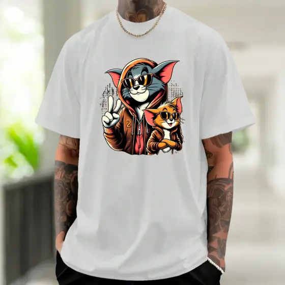 Camiseta Básica Masculina Feminina Tom Jerry Camisa 100% Algodão Casual Premium