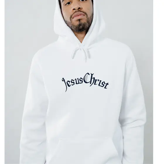 Blusa de Frio Unissex Estampado Branco Moletom Canguru Liso Flanelado