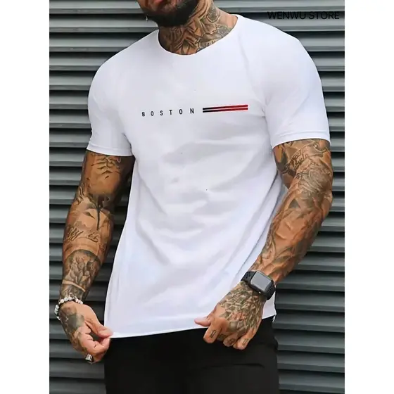 Camisa Camiseta Boston Slim Streetwear Casual 100% Algodão - Lançamento
