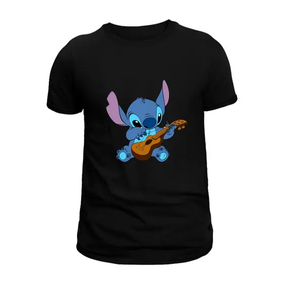 Camisa Stitch Violão Masculina Feminina Camiseta 100% Algodão Casual