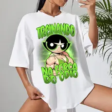 Camiseta Feminina Treinando na Força do Ódio  Gola redonda Camisa Casual 100% Algodão Premium Lançamento Minimalista