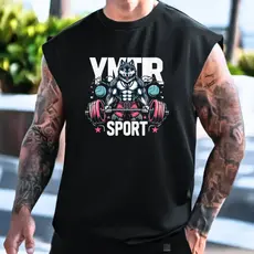 Camiseta Regata Oversized Estilo Streetwear Masculina Estampada Lobo Camisa Larga Maromba Academia Treino