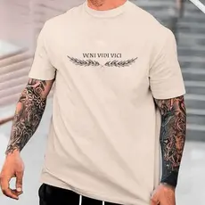 Camiseta Veni Vidi Vici Casual Camisa 100% Algodão Premium Gola Redonda