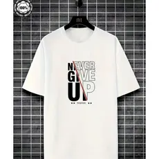 Camiseta Masculina Never Give Up Estilo Moderno Motivacional Casual