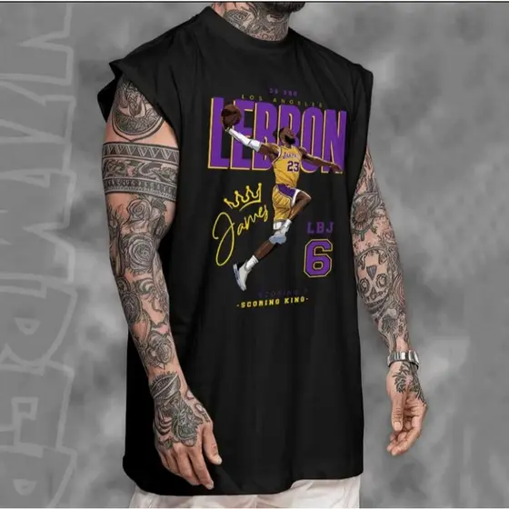 Regata Oversized Masculino Vintage Basquete NBA Treino 100% Algodão