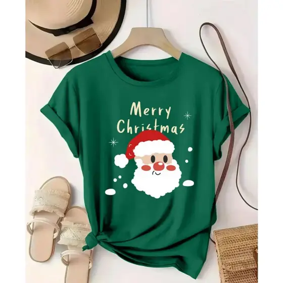 Blusa Natal Camiseta de Natal 100% Algodão Leve Básica Merry Christmas Personalizada