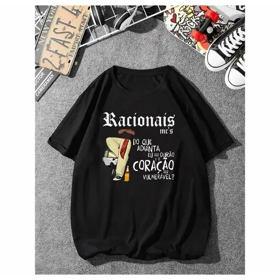 Camiseta Racionais MC´s Frase Coração Vulnerável Masculina Feminina Unissex Streetwear