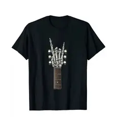 Camiseta Masculina Estampa Giutarra Mão Esqueleto Musical Rock Casual