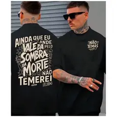 Camiseta Religiosa Frase Biblíca Ainda Que Ande Pelo Vale Camisa Cristã Unissex