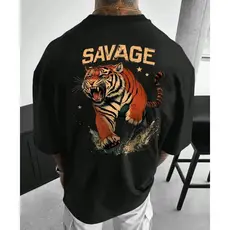 Camiseta Masculina Estampa Tigre Savege Streetwear Casual Algodão