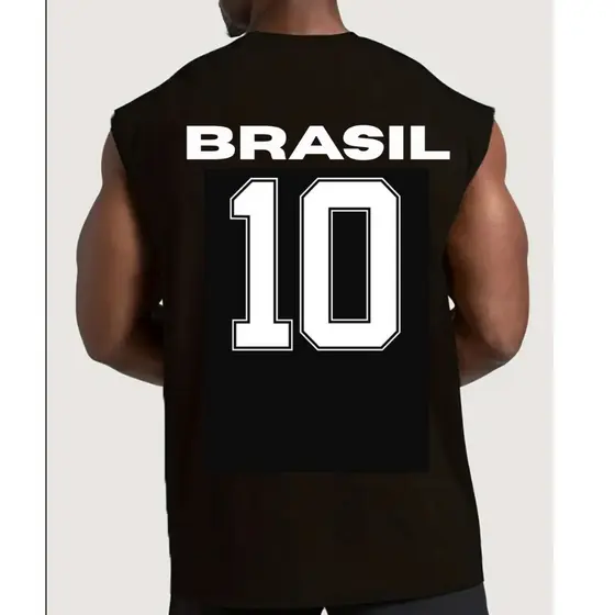 Regata Oversized Time Brasil Copa do Mundo 100% Algodão
