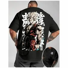 Camiseta Streetwear Estampa Anime Goku Super Saiyajin Dragon Ball Estampa Costas Academia Casual