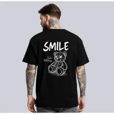 Camiseta Masculina Estampa Urso Smile Streetwear Lançamento Envio Imediato