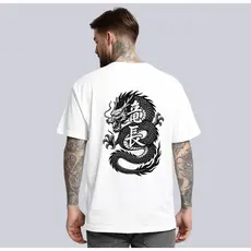 Camiseta Masculina estampa Dragão Estilo Oriental Costas Streetwear Moderno