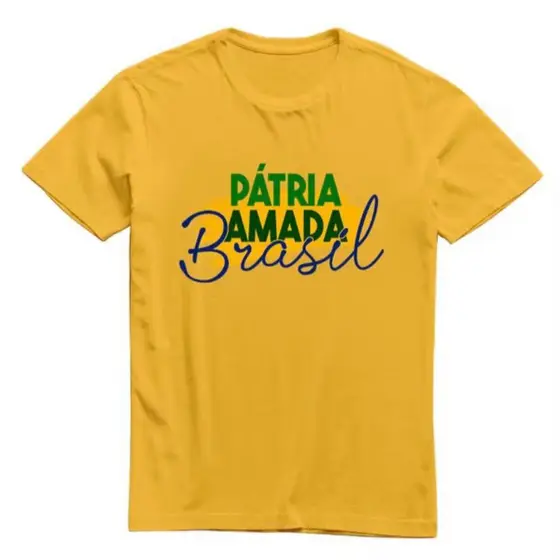Camiseta Brasil Pátria Amada Patriota Unissex Verde Amarela Premium