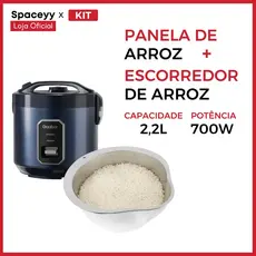 Kit Panela de Arroz Gaabor 2,2L 15 Xícaras Antiaderente 700W, 127V + Escorredor arroz salada