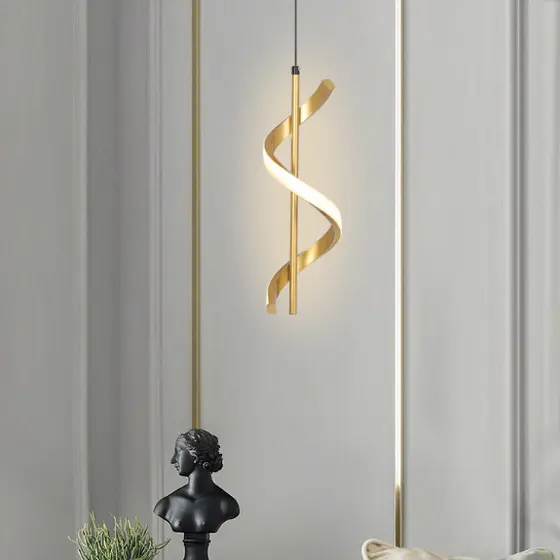 (3 cores em 1 luz) Lustre Pendente Luminária de Teto Led Dourado Decoração Minimalista Moderno