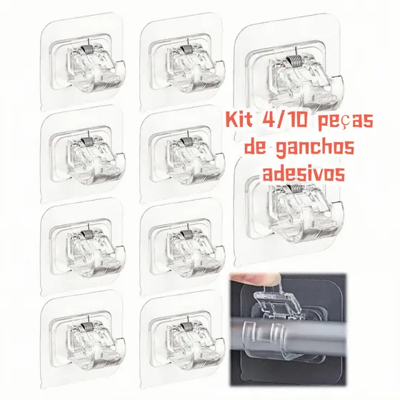 4/10 Peças Suporte De Varão De Cortina Adesivo Gancho