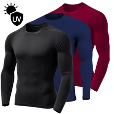 Kit de Camisa Térmica Proteção Uv 50+ Segunda Pele Camiseta Blusa Malha Fria Unissex Academia Manga