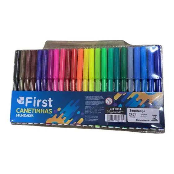 Conjunto Kit de Canetinhas Coloridas com 24 Unidades Promoção Volta as Aulas First