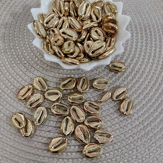 Buzios Dourado 25 unidades Miçanga para Colar Pulseira