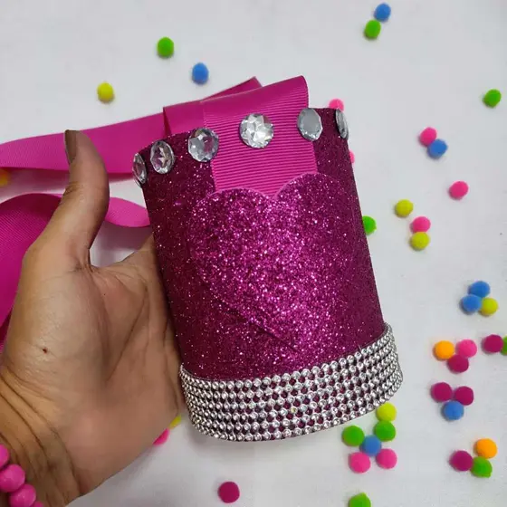 Acessório de Carnaval - porta latinha rosa