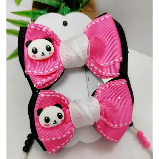 kit laço infantil Kit Infantil Bico de Pato + Colar do panda|