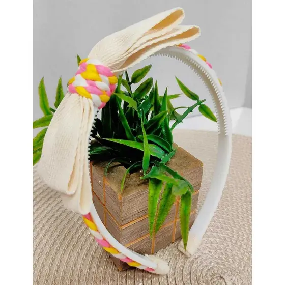 Tiara Infantil com Laço Reto Elegante | Acessório de Cabelo Confortável para Meninas