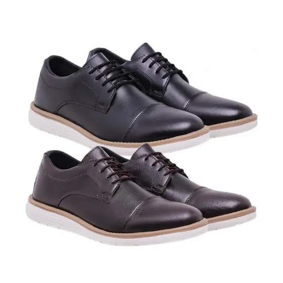 Kit2 Pares Sapato Masculino Oxford Confortavel Original Inglês Trabalho Festa Advogado Moda Novo Lançamento Derby Casual