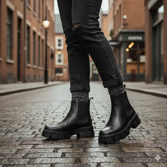 Bota Coturno Feminino Chelsea Elástico Sola Tratorada Moda